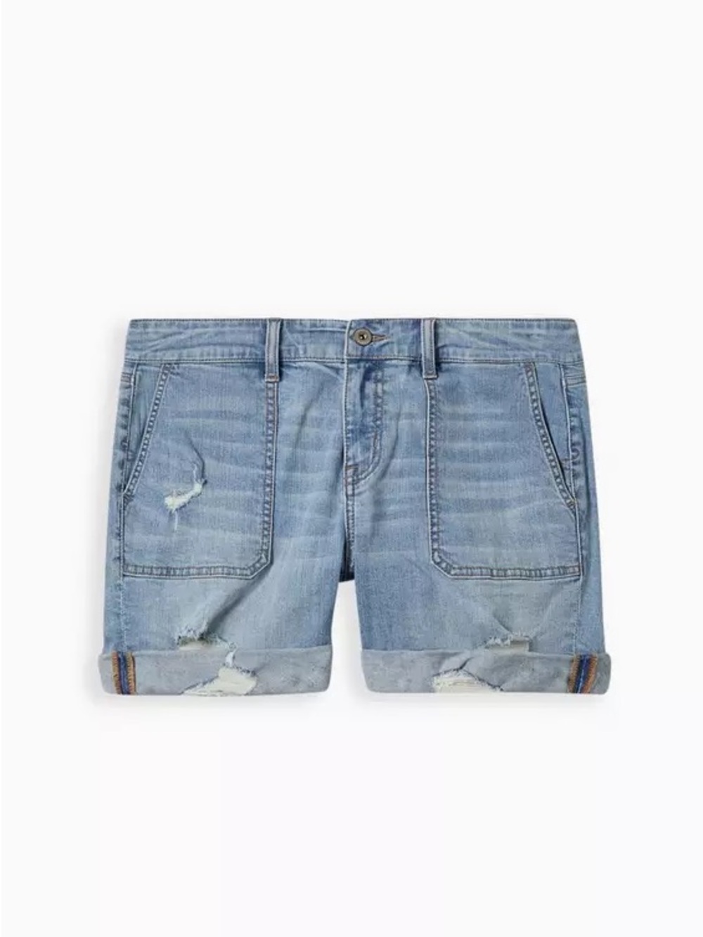 Torrid Plus Size Distressed Vintage Stretch Denim Mid-Blue 5" Jean Shorts